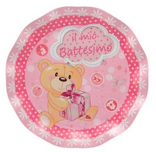 8 PIATTI CARTA IL MIO BATTESIMO ROSA 21 CM 👶