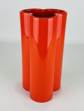 Vintage Vaso Trilobato Ceramica Vetrochina Arancione Design Spiace Age 1970