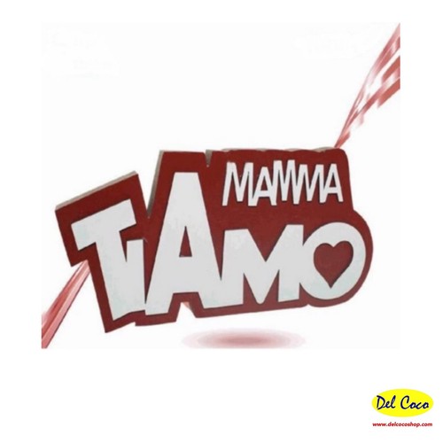 Scritta legno amo mamma - legno, ti