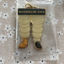 Vintage 1980s MICHELIN Man BIBENDUM  Metal Enamel 4x4 Key chain Key Ring Fob