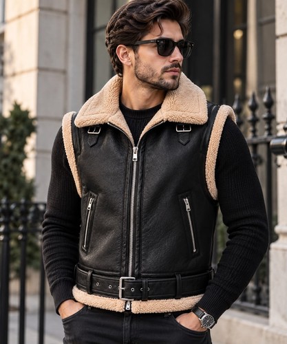 Gilet donna nero pelle