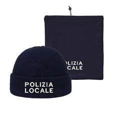 BERRETTO ZUCCOTTO E SCALDACOLLO IN PILE POLIZIA LOCALE - RICAMATO