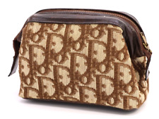 Christian Dior Cosmetic Pouch Trotter Tela Marrone Mini Borsetta Vintage Autentica