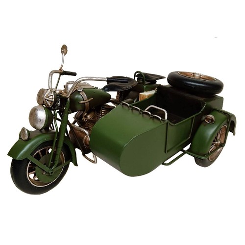 Metal tin green motorbike - metal, with
