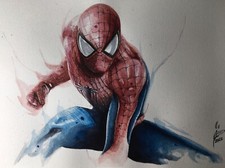 Spider-Man tavola originale certificata Acquerello Pablo Such A3 Bellissima 1