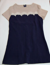 Vestito manica corta donna/ragazza blu/beige  TAGLIA S F08