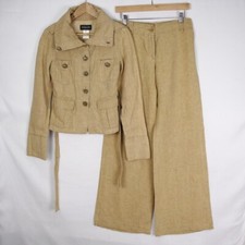 Tailleur Patrizia Pepe in puro lino marrone taglia 42 da donna