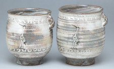 Yunomi Kyo Kiyomizu Yaki Oggetto Giapponese Tè Coppa Set Kohiki Crane Tartaruga