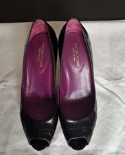 Décolleté  open toe Sergio Rossi nere con tacco e plateau a contrasto 