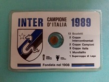 TESSERA INTER SCUDETTO 1989 CON MONETINA ORO 8 CARATI ANNI '80