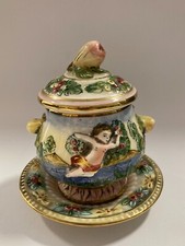 Capodimonte Marmeladentopf Zuckerdose Dose mit Deckel antik