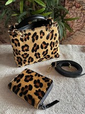 Mini borsa square bag vera pelle animalier cavallino leopardata portafoglio