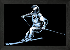 Skiing Skier Astronaut Framed