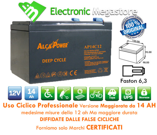 Batteria 12v 14a ciclica - 14a, *