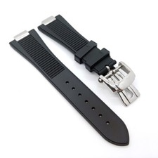 Cinturino in gomma nero 25 mm 18 mm chiusura pieghevole per Patek Philippe 5711 5712G