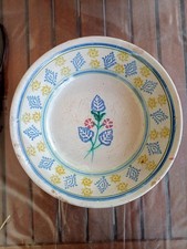 Piatto In Ceramica probabilmente Sicilia Antico decoro floreale(diametro 26m)