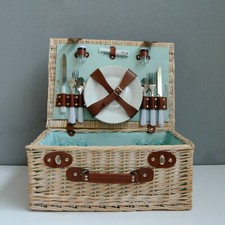 Valigia da picnic vintage Cestino in vimini accessoriato per 4 coperti