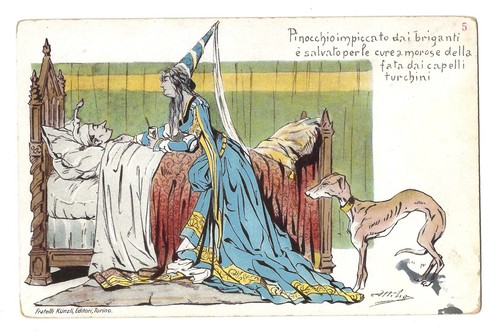 Cartolina pinocchio salvato - pinocchio,