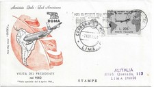 GRONCHI £. 205 SU BUSTA I°GIORNO VIAGGIATA x LIMA VIA ALITALIA 6/4/1961