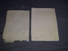  ASCIUGAMANI 1+1 RICAMATI PURO LINO 100% RICAMO SFILATO SICILIANO