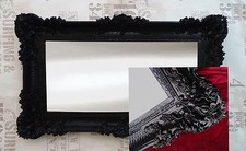 XXL Barocco Specchio Muro Nero 96x57 Antico Rococo Decorazione Parete Lussuoso