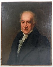 ⚜️ ANTICO QUADRO RITRATTO VOLTO UOMO BORGHESE DIPINTO OLIO TELA EPOCA 1800