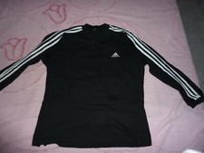 T-shirt donna Adidas vintage anni 90 tg XS manica lunga nera MADE IN ITALY