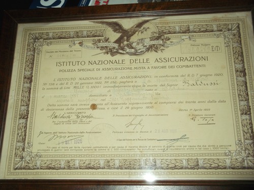 Ww1 polizza assicurazione - ,