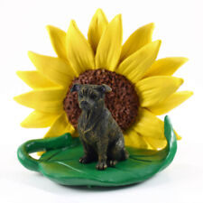 Figurina Di Staffordshire Bull Terrier Con Girasole Brindle