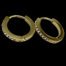 ORECCHINI CERCHIETTI DORATI CON PUNTILUCE BRILLANTI FIRMATI SAGAPO DA UOMO DONNA