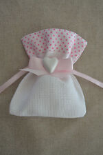 SET 30 SACCHETTI BOMBONIERA con tela aida ricamo punto croce + gessetto cuore