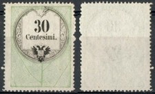 LOMBARDO VENETO 1854 MARCA DA BOLLO c. 30 CALCOGRAFICO NUOVO SENZA GOMMA SASS. 8