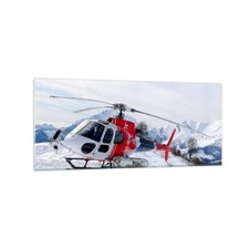Quadro su Vetro 120x50cm Elicottero montagne picco inverno Stampe Moderni Murale