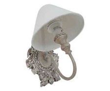 Applique shabby in legno con paralume in stoffa