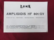 Manuale originale per LESA mod. AMPLIGIDIS HF 801/GV - Amplificatore Stereo