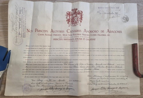 Raro diploma araldico - raro,