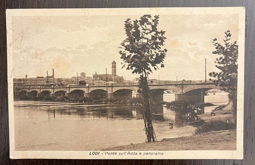 Vecchia cartolina lodi ponte - lodi,