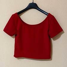 Shirt crop top basic - rosso, s