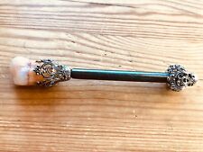 Spilla fermaglio d'epoca a stelo per mantello tabarro in metallo argentato