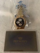 Pryngeps Chronograph Alarm Quartz black dial placcato oro 35mm tag card NUOVO