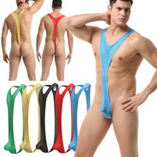 2x Body Uomo Wrestling Singolo Jockstrap Elasticizzato Mankini Salopette Trasparente
