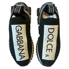 DOLCE & GABBANA Scarpe Sneakers Sorrento Nero Bianco Slip On EU40/US7 1490usd