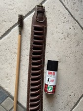 Porta Cartucce In Cuoio Da 25 + Olio Per Pulizie Armi + Spazzolino Con Asta
