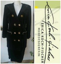 TAILLEUR ELEGANTE DOPPIOPETTO E GONNA LONGUETTE VELLUTO NERO BOTTONI GIOIELLO 