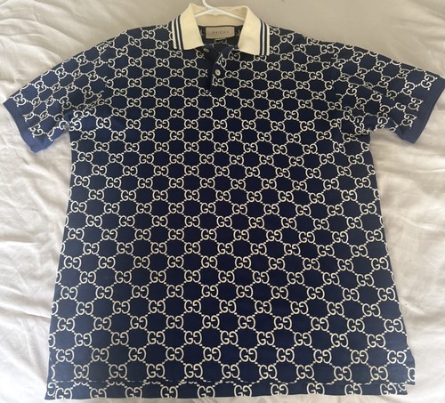 Polo gucci cotone blu navy - gg,