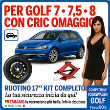 Kit Ruotino di Scorta 17" Vw Volkswagen Golf 7 7.5 8 + Cric Omaggio Compatibile