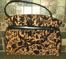 Antica borsa floreale ~ borsa Tano ~ made in Spain 1900 ~ arazzo arancione/nero 