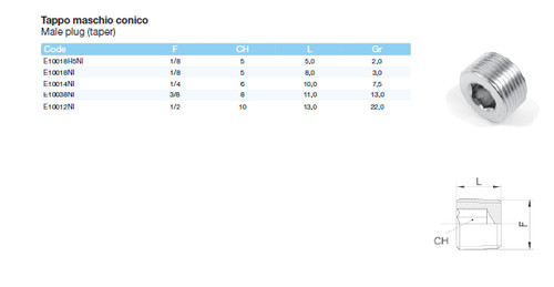 Tappo grano 8 conico - 3/8,