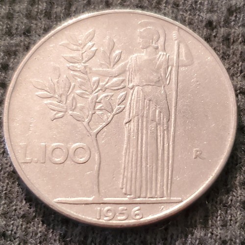 1956 italy 100 - italy, coin;