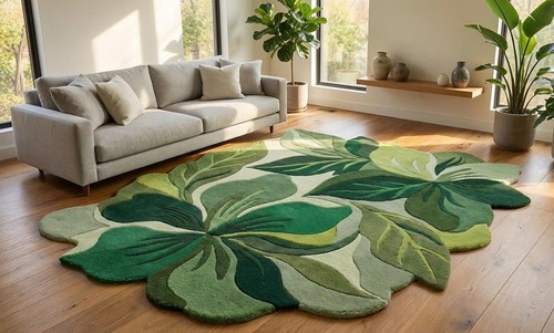Tappeto lana verde - , foglia